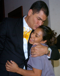 Rafael Correa and one lucky lady