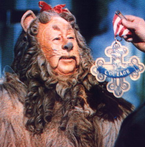 Cowardly Lion receives medal for courage! Film at 11!